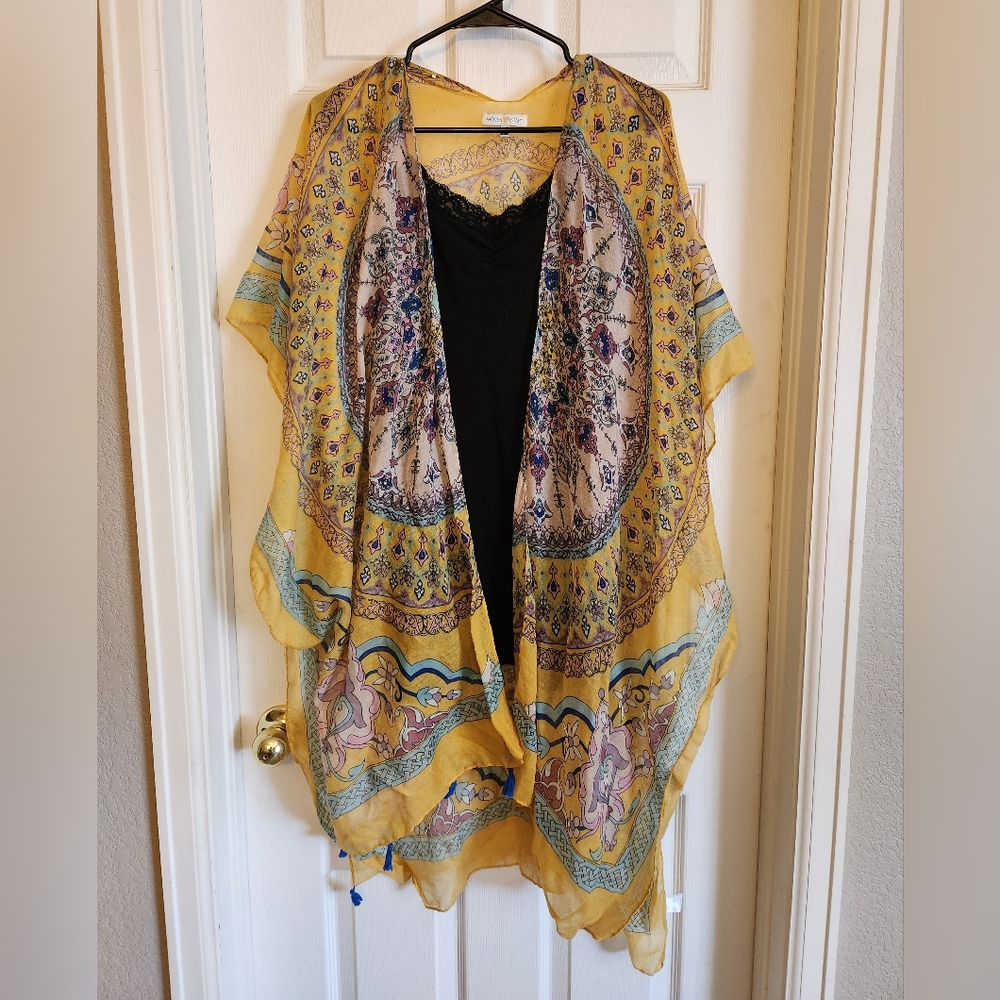 Woven Heart shawl kimono cover-up